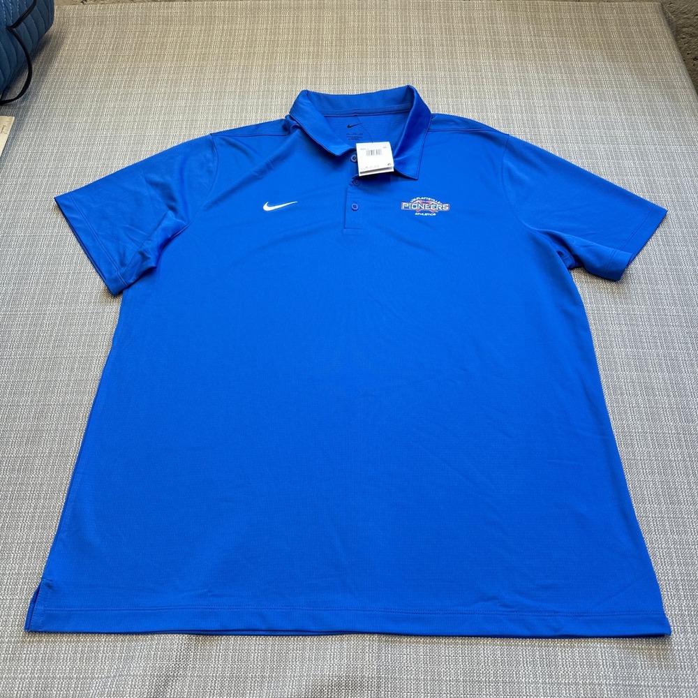 New Nike UW-Platteville Pioneers Dri-Fit‎ Polo Shirt Mens XXL Blue College